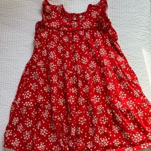 Tea Collection red tiered swing dress with white flowers and ruffles, girls 12